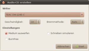 Abbildung 3: Gnomebaker weist nicht so viele Features auf wie Gnomes Standardbrennsoftware Brasero. Dafür stellen Sie die Brenngeschwindigkeit gezielter ein.
