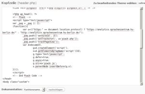 Abbildung 3: Tags für asynchrones Tracking gehören in den Header einer HTML-Seite.