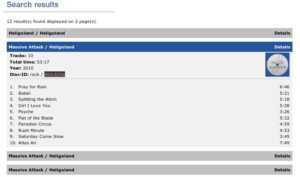 Abbildung 4: Die Informationen finden Sie auf der FreeDB.org-Webseite, wo Sie in die Suchleiste den Namen und Interpreten eines Albums eingeben.