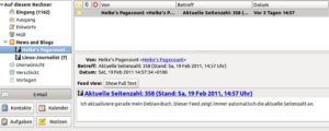 Abbildung 4: Mit einem kleinen Plug-in rüsten Sie den Gnome-Mailclient auf. Evolution zeigt danach auch RSS-Feeds und Blogs an.