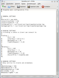 Abbildung 4: Die Einstellungen für die Bindungen stehen bei Hiawatha zwischen <code srcset=