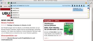 Abbildung 5: In das Aufklappmenü, das sich bei der Eingabe eines Stichworts in die URL-Leiste öffnet, haben die Entwickler hilfreiche Funktionen integriert.