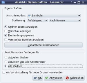 Abbildung 5: Mit der Option "alle Ordner" übernehmen Sie die aktuelle Ansicht für alle Verzeichnisse.