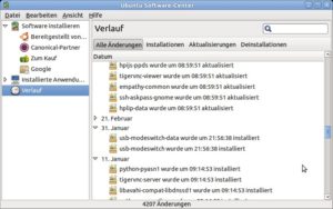 Abbildung 6: Das Software-Center zeigt unter "Verlauf" an, was der Paketmanager wann auf dem Rechner erledigt hat.