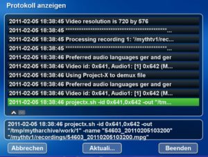 Abbildung 8: Beim Erstellen des ISO-Images protokolliert MythArchive den Fortschritt der Arbeiten.
