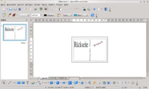 Abbildung 8: Eine Vorlage für DVD-Hüllen trägt den Namen "dvd_huelle". Sie öffnet sich im Zeichenmodul OpenOffice Draw und lässt sich an Ihre Wünsche anpassen und ausdrucken.
