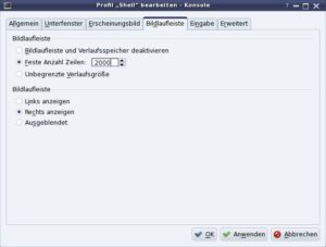 Abbildung 8: In diesem Dialog legen Sie fest, wie weit Sie in der Konsole zurückblättern können.