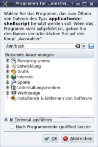 Abbildung 9: Damit Dolphin Shell-Skripte ausführt, müssen Sie diesen die Bash als Programm zum Öffnen zuordnen.