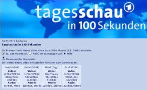 Mit Ogg-Version: Die Dateiauswahl der Tagesschau im Detail.