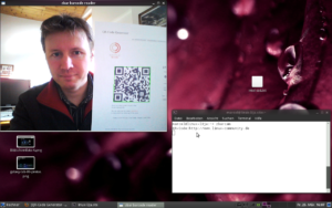 Hält man einen ausgedruckten Barcode vor die Webcam, liest ihn ZBar automatisch aus.