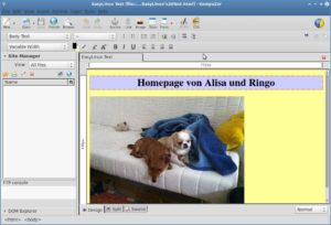 Abbildung 1: Der Wysiwyg-HTML-Editor Kompozer zeigt schon während des Einwurfs das fertige Layout der Seite an.