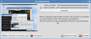 Abbildung 1: recordMyDesktop erstellt Videos – optional vom gesamten Bildschirm oder einer bestimmten Applikation.