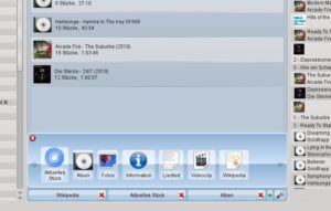 Abbildung 10: Auch Plasma-Applets kommen in Amarok zum Einsatz. Über diese holen Sie Hintergrundinformationen zu Bands und Songs auf die Oberfläche des Players.