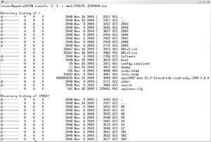 Abbildung 1: Das Programm "isoinfo" kann auch eine Liste aller Dateien auf dem ISO-Image anzeigen.
