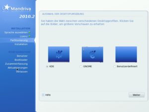 Abbildung 2: Standardmäßig installiert Mandriva Linux die Arbeitsumgebung KDE.