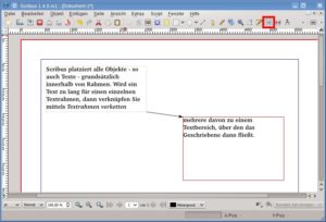 Abbildung 2: Scribus behandelt jedes Objekt als Rahmen, auch einfachen Text.