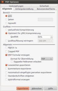 Abbildung 2: LibreOffice bietet zahlreiche Exporteinstellungen.