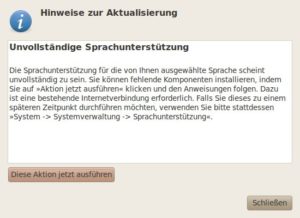 Abbildung 3: Unvollständige Lokalisation unter Ubuntu erfordert umfangreiches Nachinstallieren.