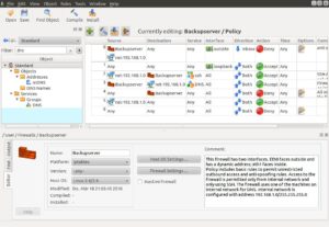 Abbildung 3: Schon ein paar Objekte und aktive Regeln geben einen vorsichtigen Eindruck von den mächtigen Fähigkeiten des Firewall Builder.