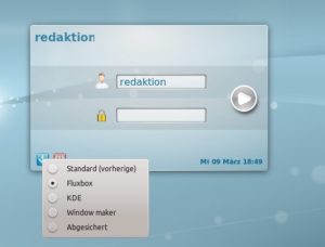 Abbildung 3: Installieren Sie einen alternativen Fenstermanager bzw. Desktop, rufen Sie diesen auf, indem Sie sich von KDE abmelden und beim neuen Desktop anmelden.