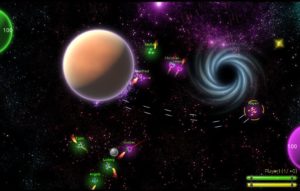 Abbildung 4: Planeten lenken durch ihre Anziehungskraft auch Schüsse ab.