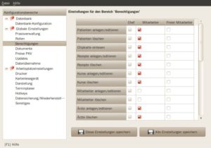 Abbildung 5: Mit dem OpenPhysio Administrator legen Sie als Praxisinhaber fest, welche Verwaltungsrechte Anwendergruppen erhalten.