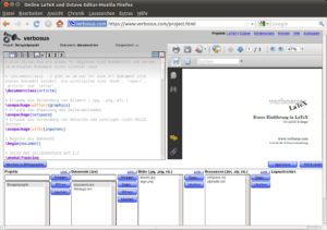 Abbildung 9: Der rudimentäre LaTeX-Editor Verbosus läuft komplett im Browser – und ist nichts für kleine Bildschirme.