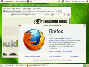 Foresight Linux enthält Firefox 4, der nach dem ersten Update auf der Platte landet.