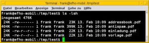 Abbildung 1: Listing mit der Anzahl der belegten Disk-Blöcke.