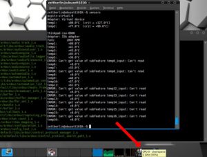 Abbildung 6: Auf einem T60-Laptop kann es schon mal heiß hergehen, wenn Waf Ardour übersetzt. Die Temperatur lässt sich mit <code srcset=