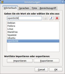 Abbildung 7: Nach dem Import eines Fachwörterbuches zeigt die Software die entsprechende Wortliste noch einmal an.