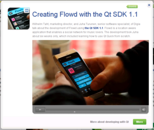 Zu den per Video vorgestellten Einsatzbeispielen für das Qt SDK 1.1 gehört die Mobil-Anwendung Flowd.