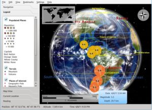 Neu in Marble 11: Das Earthquake-Plugin, mit dem sich die Daten historischer Erdbeben durchforsten lassen.