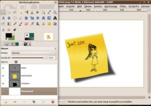 Abbildung 3: Einen Post-it-Notizzettel erstellen Sie mit Gimp relativ unkompliziert. Dieser lässt sich nicht nur als Webseitenelement verwenden, sondern auch für Fotomontagen einsetzen.