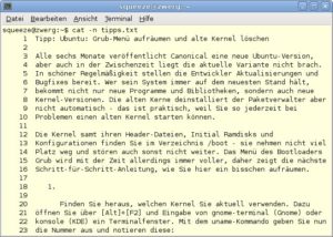Abbildung 3: Das Programm "cat" fügt auf Wunsch Zeilennummern ein und macht damit die Ausgabe von Texten auf der Shell übersichtlicher.