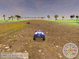 Abbildung 4: In Dakar 2011 trifft man auf Kontrahenten, deren Namen das Spiel über dem Fahrzeug einblendet.