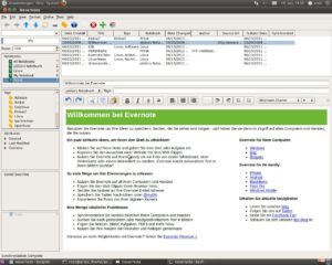 Abbildung 4: Der Linux-Client für Evernote nutzt das von Mailprogrammen bekannte Fensterlayout.