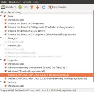 Abbildung 4: Das grafische Grub-Konfigurationstool erleichtert die Einrichtung des Bootloaders.