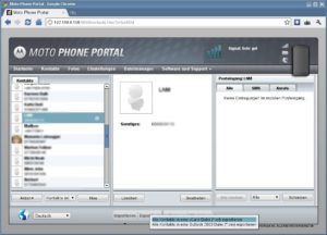Abbildung 4: Motorolas webbasiertes Phone Portal ermöglicht es unter anderem, per Webbrowser Eintellungen am Handy zu ändern und Kontakte zu im- oder exportieren.