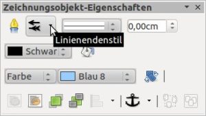 Abbildung 5: Im Symbolmenü "Zeichenobjekt-Eigenschaften" beeinflussen Sie das Aussehen der gewählten Linie.