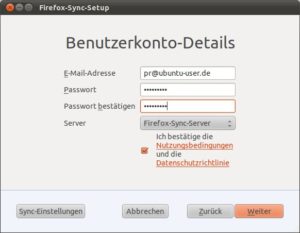 Abbildung 5: Um Ihre Daten zwischen verschiedenen Firefox-Installationen auszutauschen, exportieren Sie diese zunächst auf die Server des Firefox-Projekts.