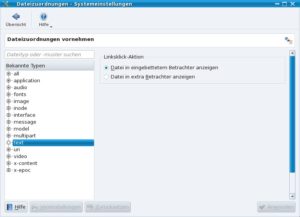 Abbildung 6: Über die Einstellungen für die Dateizuordnung sorgen Sie dafür, dass Konqueror Textdateien im eingebetteten Betrachter und nicht in KWrite öffnet.