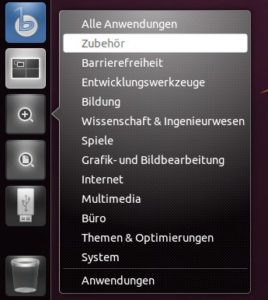 Abbildung 6: Klicken Sie mit der rechten Maustaste auf die Icons im Launcher, entdecken Sie häufig Etxrafunktionen. Diese Menüs nennen sich Quicklists.