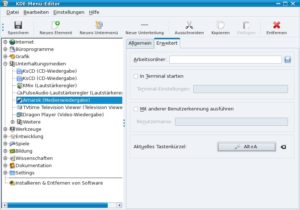 Abbildung 7: Im Menü-Editor können Sie Programmen Tastenkürzel für den schnelleren Start zuweisen.