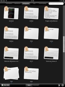Abbildung 8: In der Übersicht der iPad-App können Sie Notizen nach Notizbuch oder Schlagwörtern sortieren.