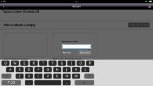 Abbildung 9: Das Notizbuch ist ein Paradebeispiel für eine schlechte App. Die Onscreen-Tastatur von MeeGo ist hingegen sehr angenehm.