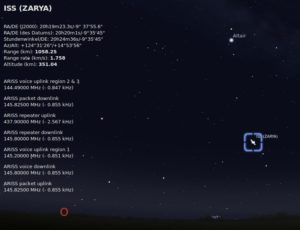 Abbildung 9: Auch die Raumstation ISS lässt sich aus Stellarium heraus verfolgen, eine Erweiterung macht es möglich.