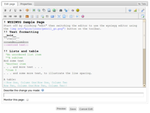 Bei der Eingabe von Tikis Wiki-Code unterstützt der Editor Code Mirror den Anwender.