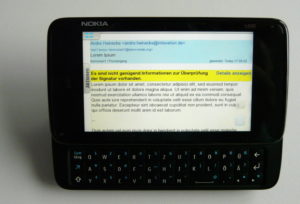 Die Mobil-Groupware Kontact Touch auf einem Nokia N900 unter Maemo 5.