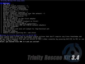 Abbildung 1: Technisch hui – optisch pfui: Das Hauptmenü des Trinity Rescue Kit.